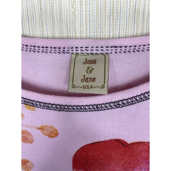 Jess And Jane Size XL Colorful Pink Purple Floral Print Cotton Top 3/4 Sleeves - Picture 5 of 7